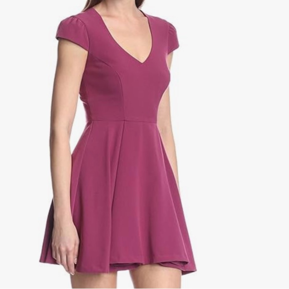 New SOCIETY NEW YORK Women's Shirred Cap Sleeve Fit-and-Flare Dress Size 6